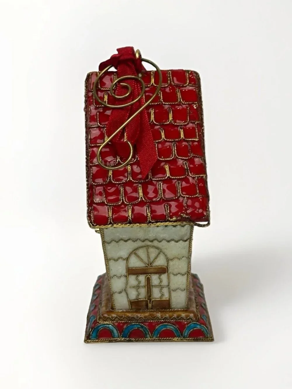 🎄 Vintage 2000 Dillard’s Cloisonne Birdhouse Star Christmas Ornaments Boxed Set